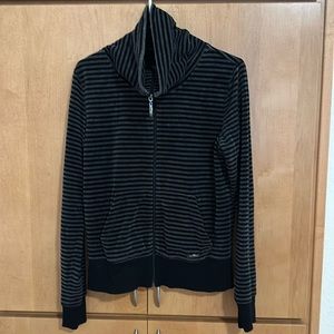Black and gray striped zip up